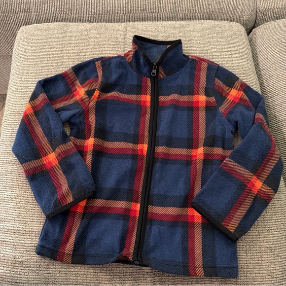 OshKosh B'gosh Other - OshKosh B'gosh Navy Plaid Zip-Up Fleece Lightweight Jacket